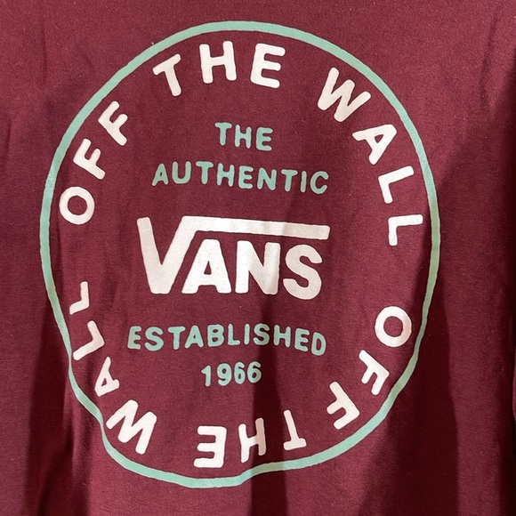 VANS Off The Wall Classic Fit Maroon Big Logo Long Sleeve T-shirt Size X-Large - Picture 5 of 6